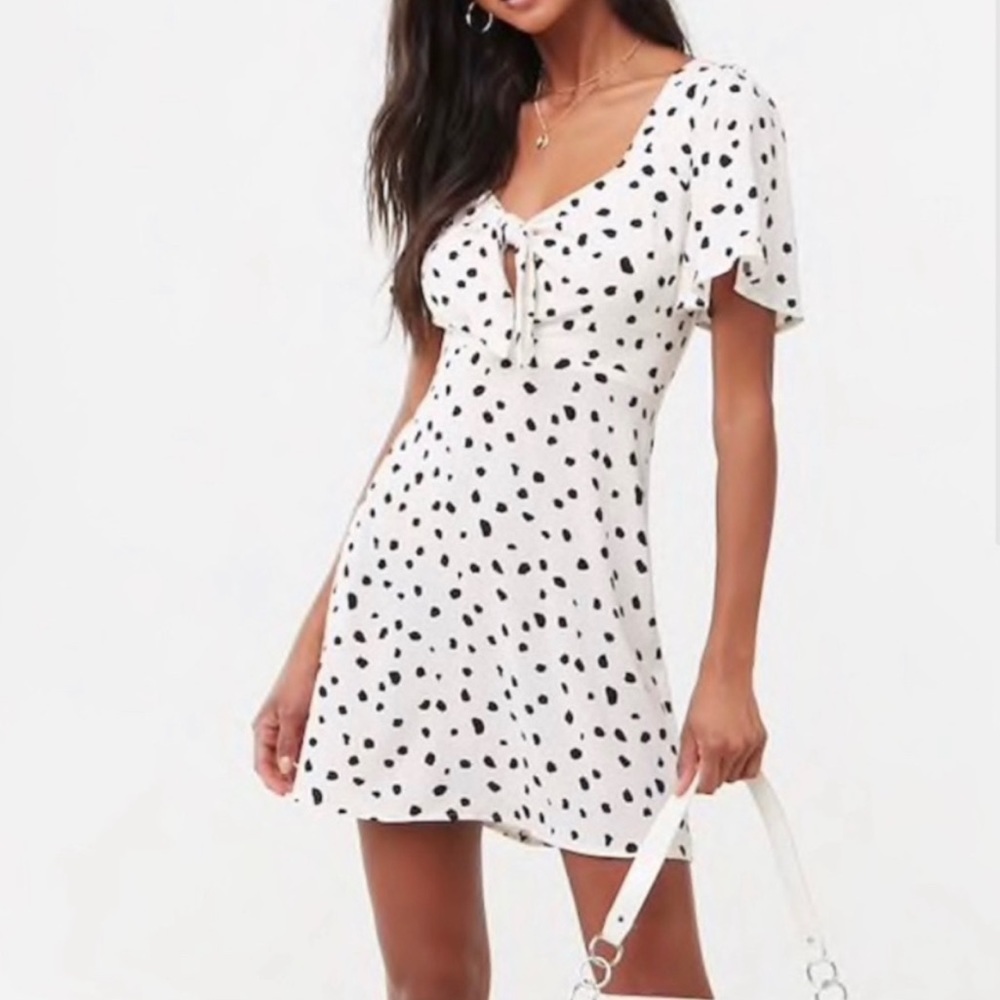 Lush dotted front tie mini dress